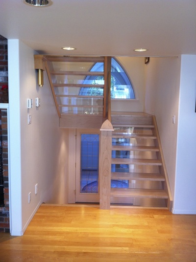 timber frame stairs maple glass risers custom